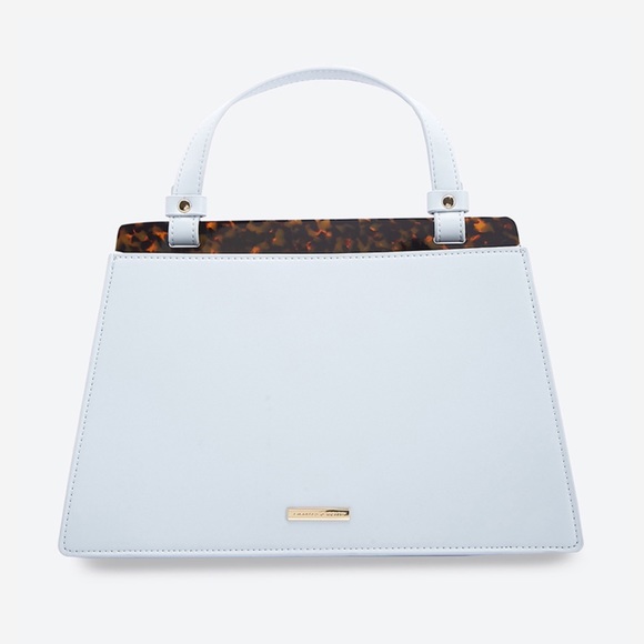 NWOT Charles & Keith TRAPEZOID TOP HANDLE TOTE BAG - LIGHT BLUE - Picture 2 of 16